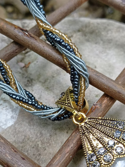 Inspiration Ethnique Collier Opale Verte et Grise