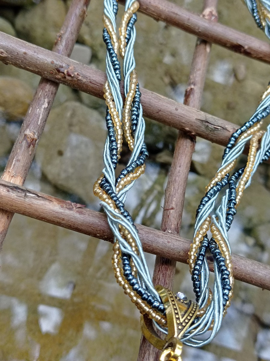 Inspiration Ethnique Collier Opale Verte et Grise