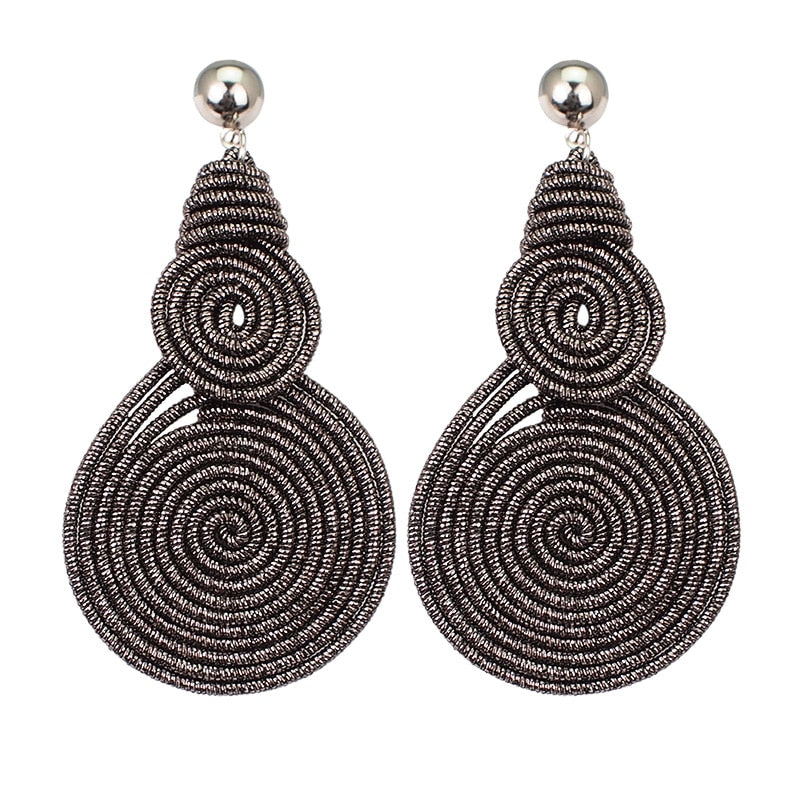 Boucles d'oreille d'inspiration ethnique:  Les Structurées Double Rondes Grise