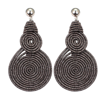 Boucles d'oreille d'inspiration ethnique:  Les Structurées Double Rondes Grise