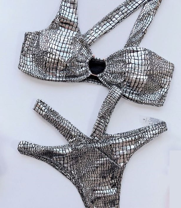 Jet Set Argenté: Maillot de bain 2 pièces