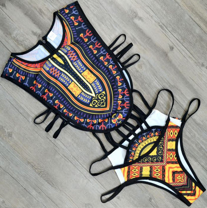 Orange & Blue Tribal: Maillot de Bain 1 Pièce