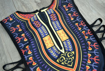 Orange & Blue Tribal: Maillot de Bain 1 Pièce