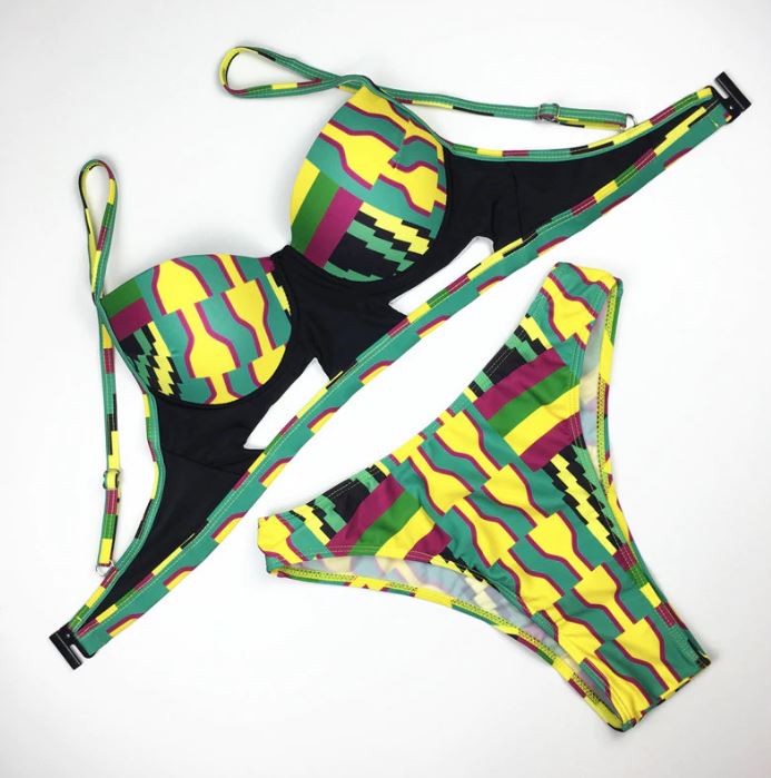 Baya (Vert et Jaune): Maillot de Bain 2 Pièces
