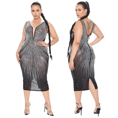 Black Star: Robe Crayon moulante Strass