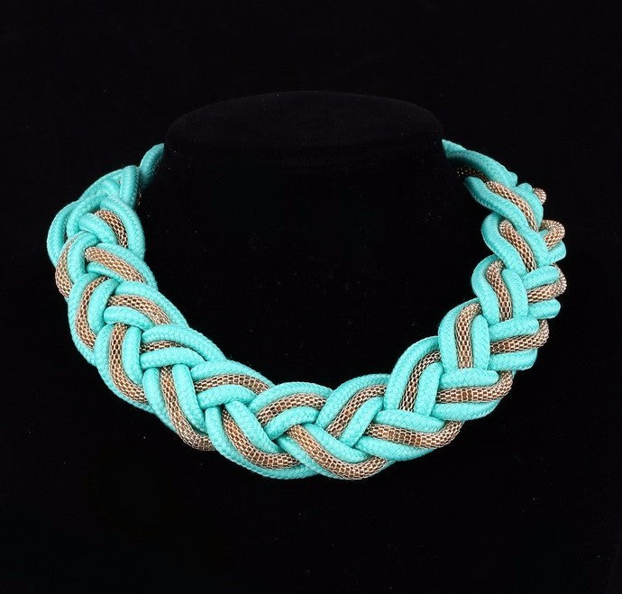 Inspiration Ethnique Collier Tressé Turquoise 