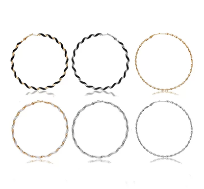 Boucles d'oreille créoles bicolore inspiration-ethnique.fr