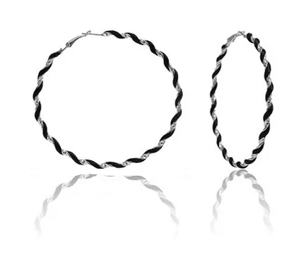 Boucles d'oreille créoles bicolore inspiration-ethnique.fr