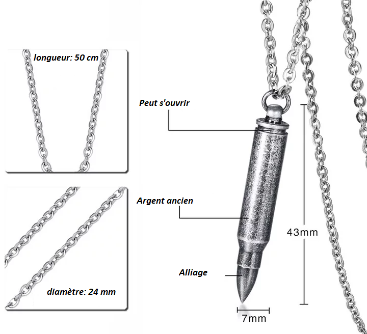 Collier Homme: la Balle Argenté