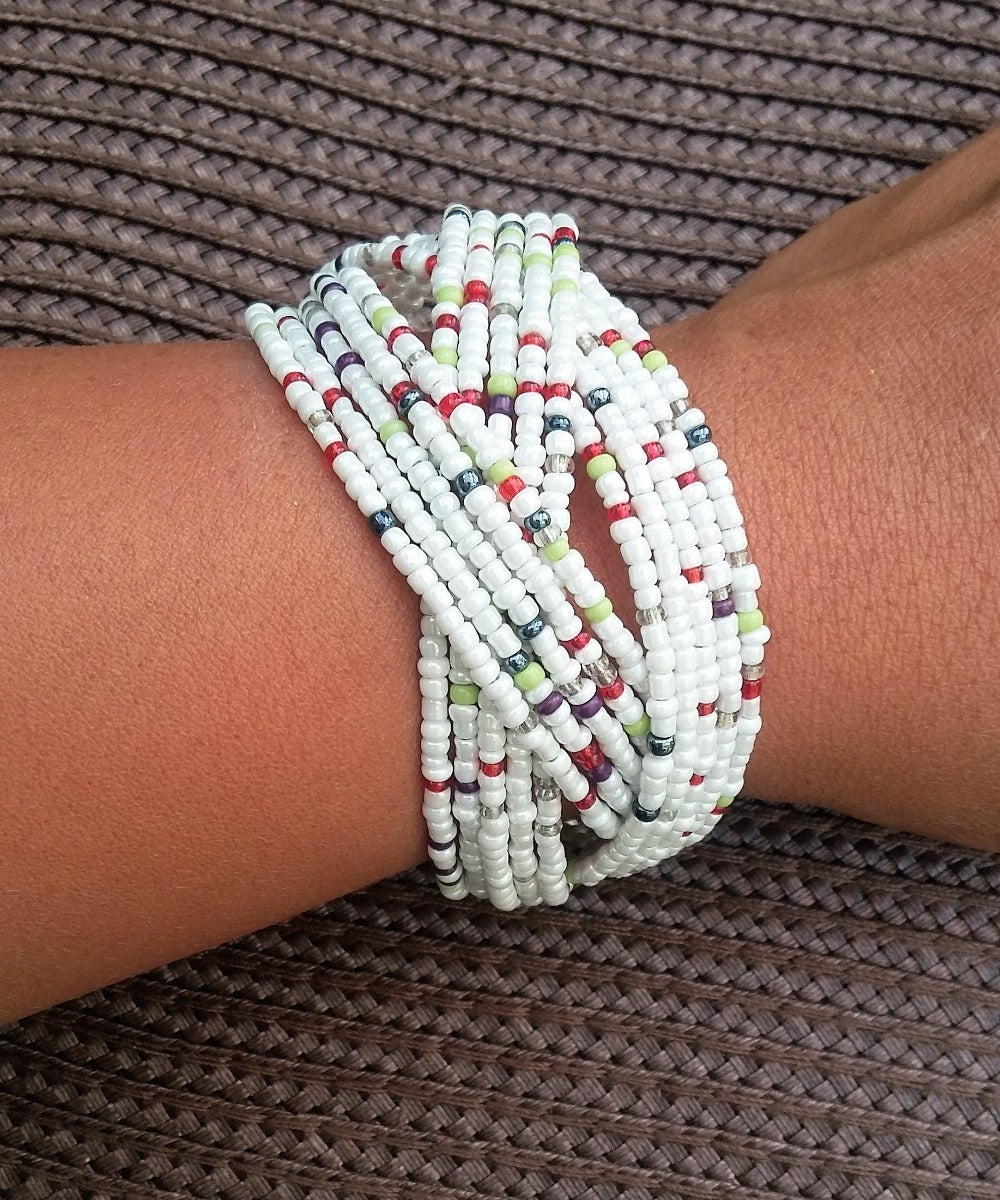 Inspiration Ethnique Bracelet la Ronde des Perles  Blanc
