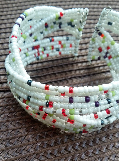 Inspiration Ethnique Bracelet la Ronde des Perles  Blanc