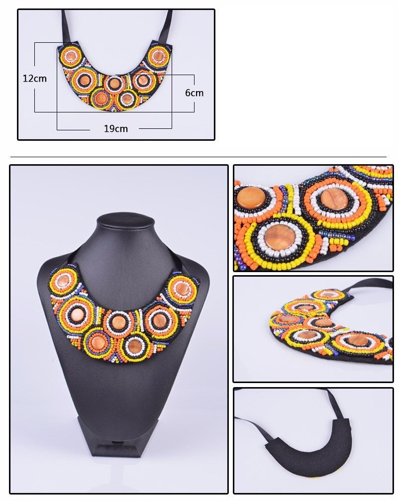 Inspiration Ethnique Collier Plastron Lumière Orange