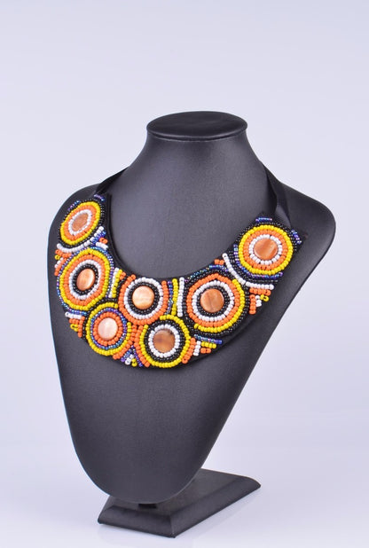 Inspiration Ethnique Collier Plastron Lumière Orange