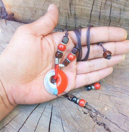 Inspiration Ethnique Collier le Céramique Rouge