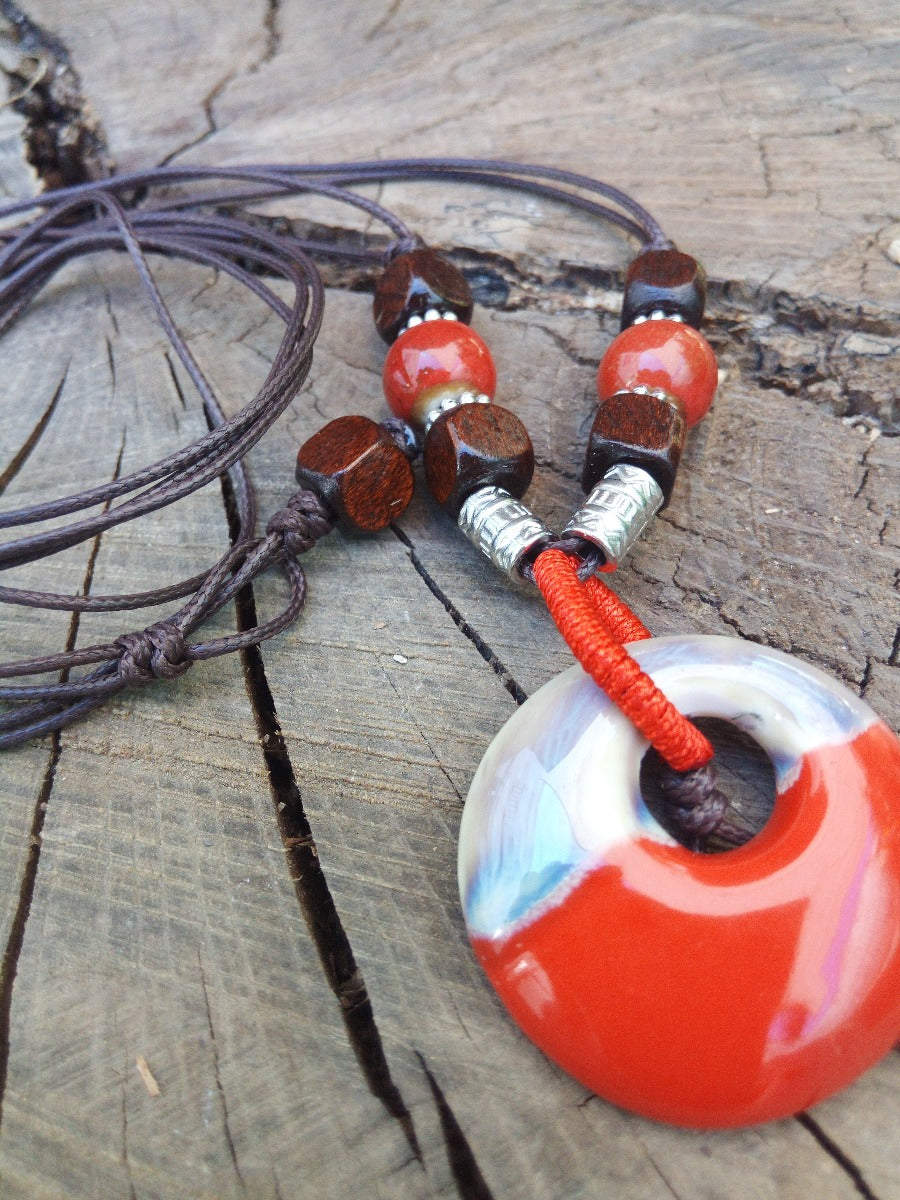 Inspiration Ethnique Collier le Céramique Rouge
