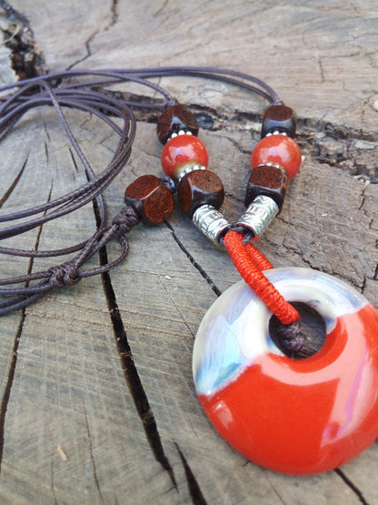 Inspiration Ethnique Collier le Céramique Rouge
