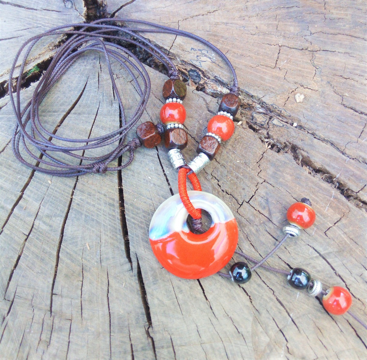 Inspiration Ethnique Collier le Céramique Rouge