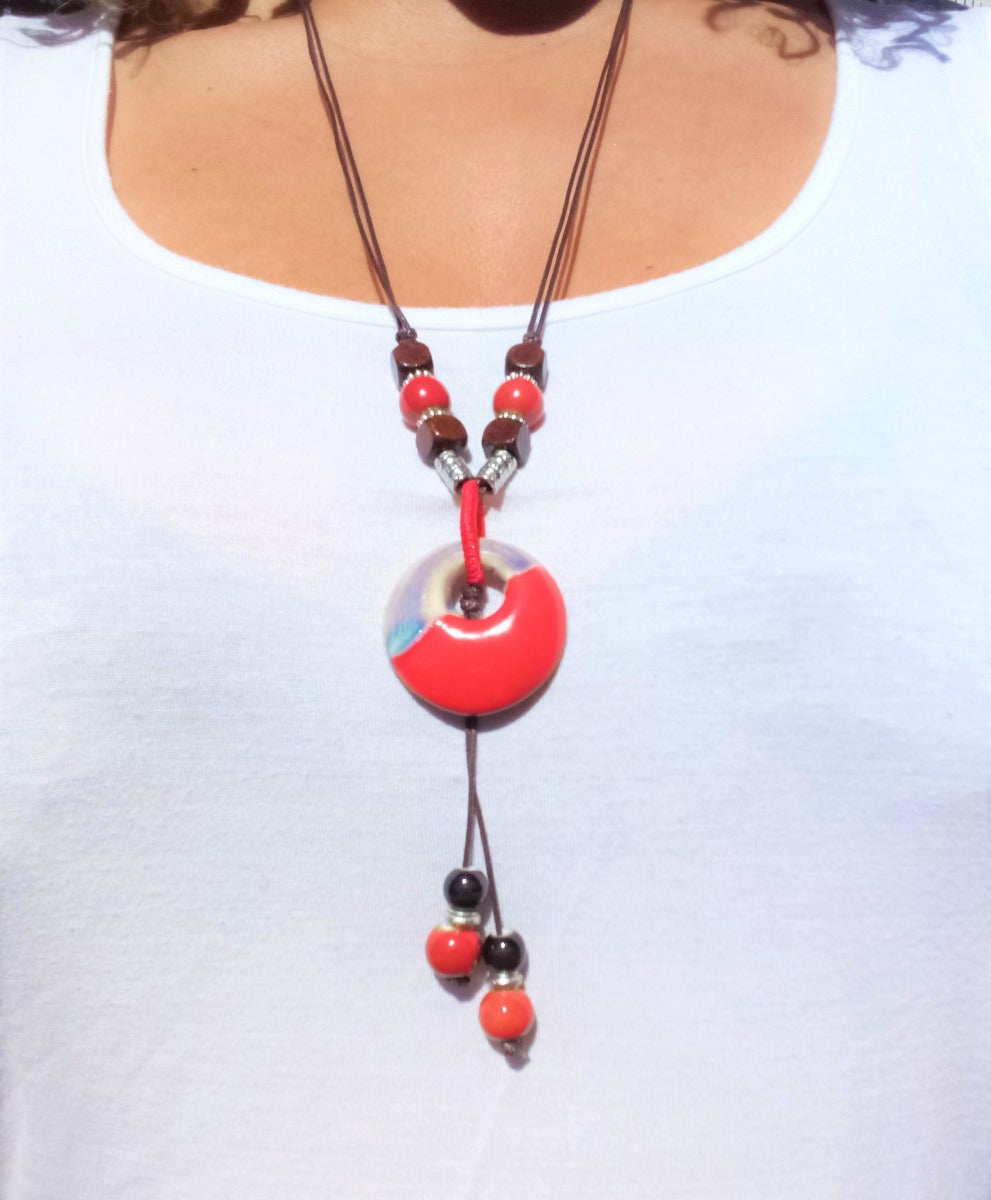 Inspiration Ethnique Collier le Céramique Rouge